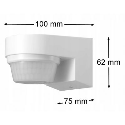 Czujnik ruchu PIR hermetyczny czujka ścienna LED 2000W 240st. IP65 biały (OR-CR-289/W)
